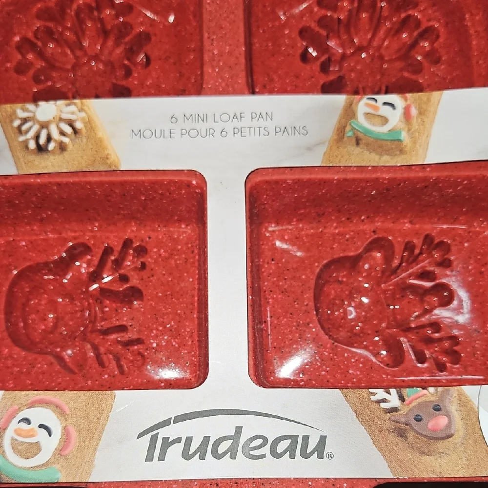 Trudeau Red Holiday Silicone Six Loaf Baking Mold SET OF TWO!